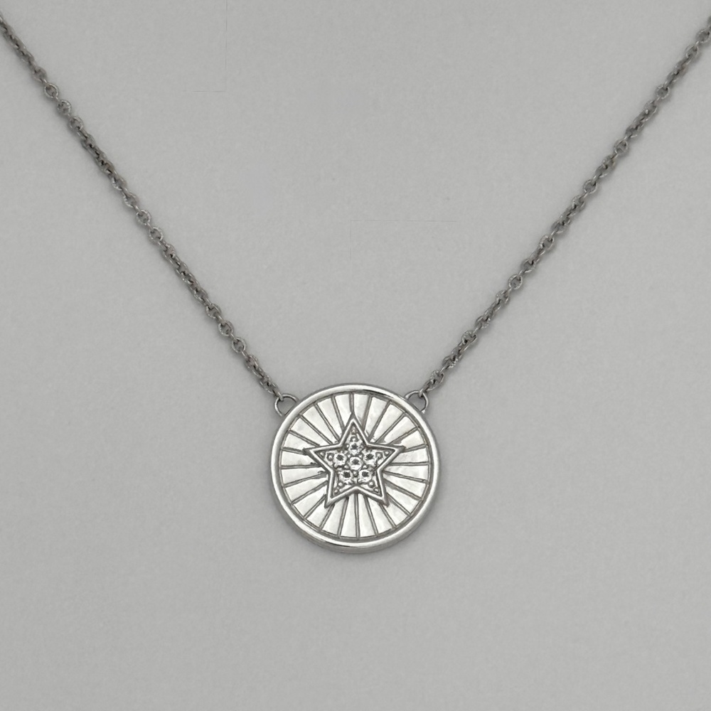 Judith Ripka White Topaz Star Pendant Necklace in Sterling Silver